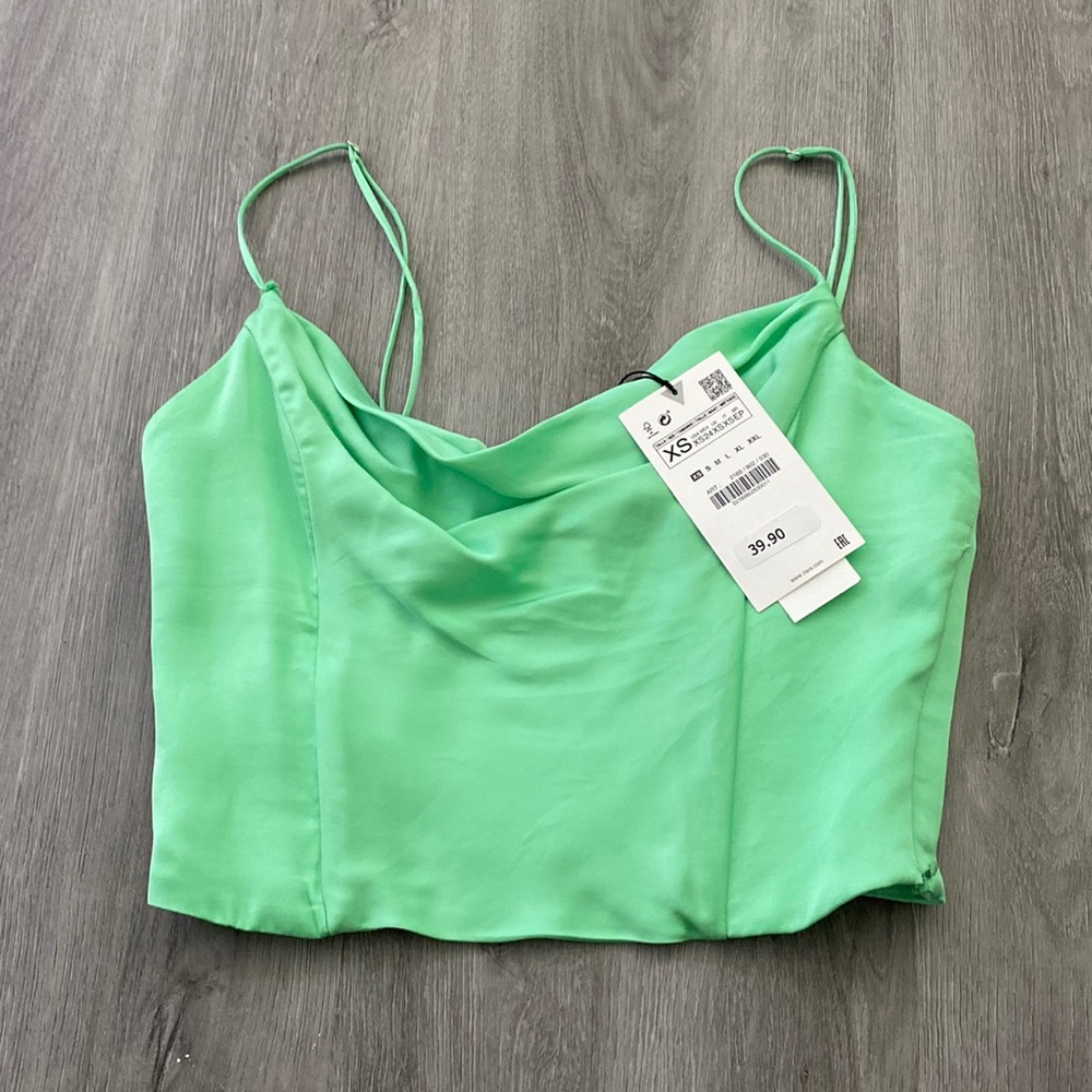 zara cowl neck satin corset top